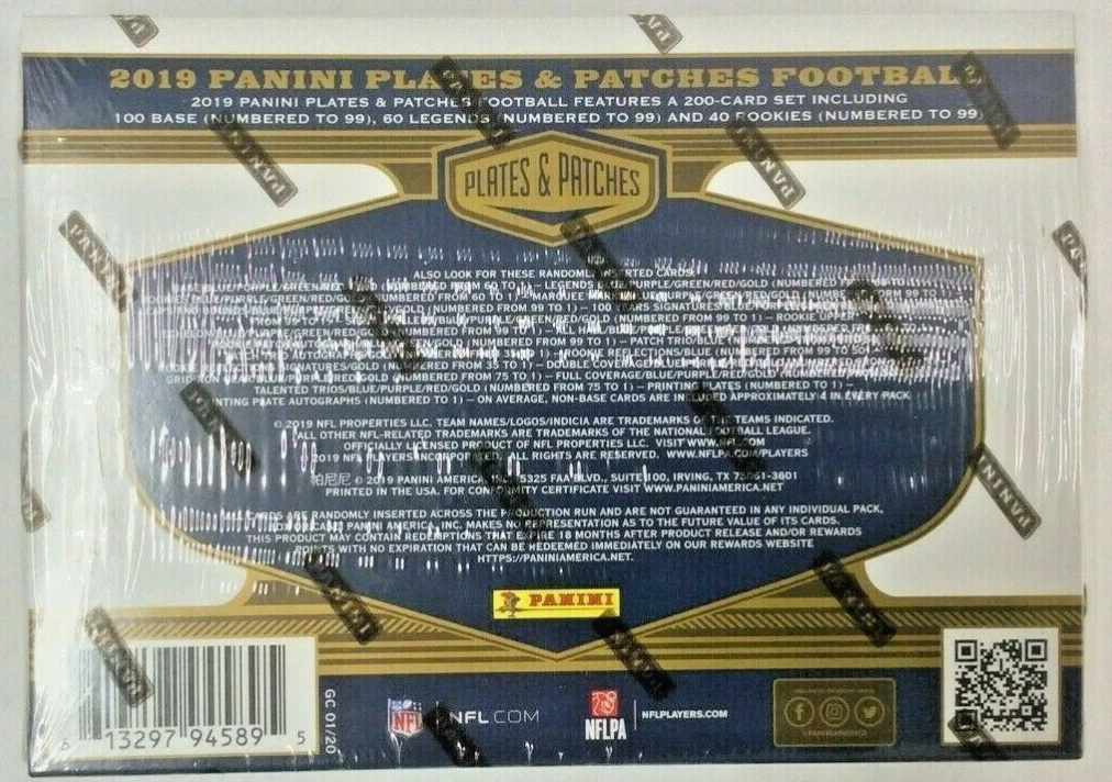 2019 Panini Plates & Patches Football Hobby Box