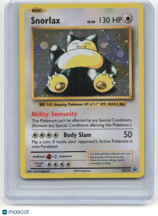 2016 Pokemon TCG Snorlax XY Black Star Promos #XY179 Light Played