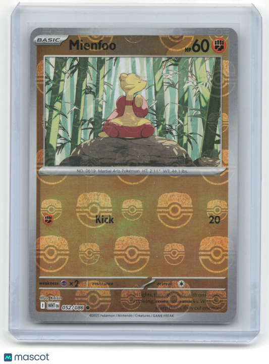 2025 Pokemon TCG Mienfoo White Flare #052/086 MasterBall Holo
