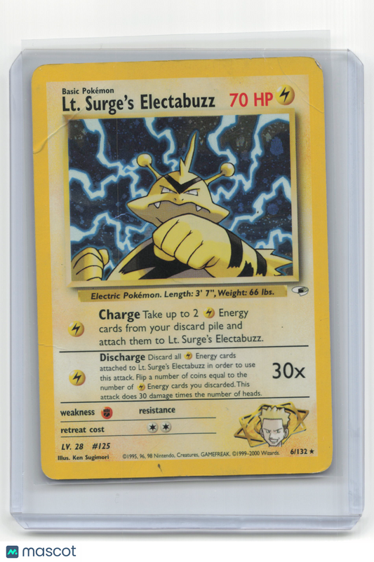 2000 Pokemon TCG Lt. Surge's Electabuzz Gym Heroes #6/132 Damaged Holo