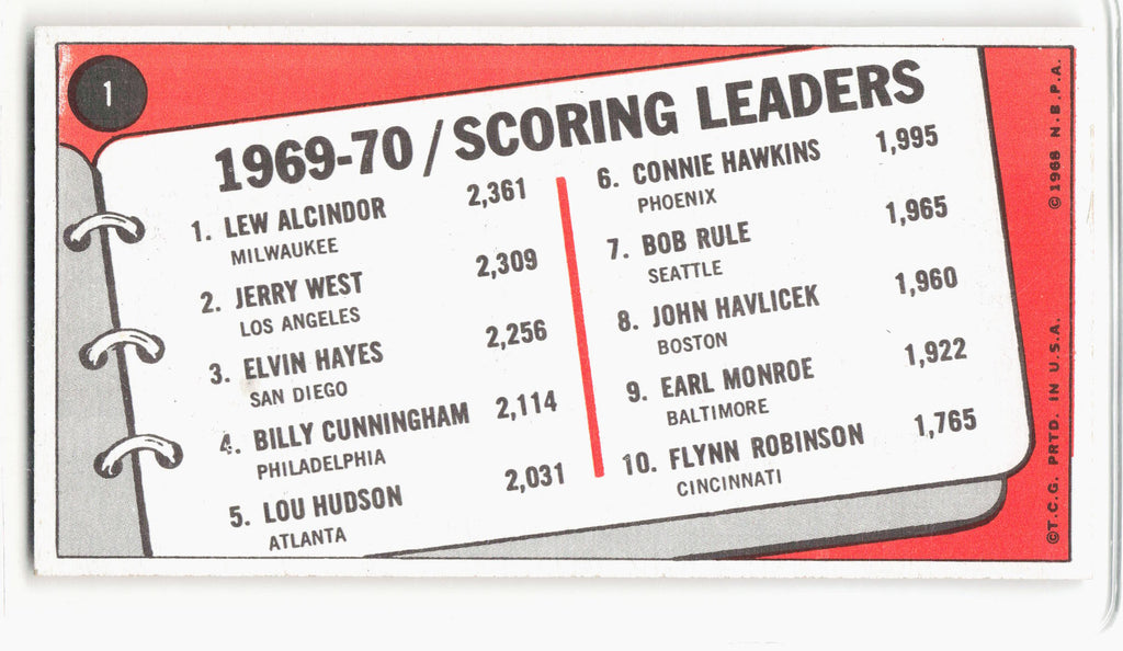 Topps 1970 Topps Basketball—Scoring Leaders #1 —Very Good