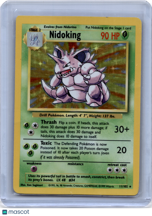1999 Pokemon Nidoking Base Set #11/102 Holo Damaged Unlimited