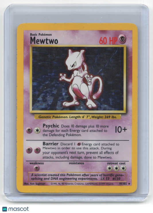 1999 Pokemon TCG Mewtwo Base Set #10/102 Mod Played Holo