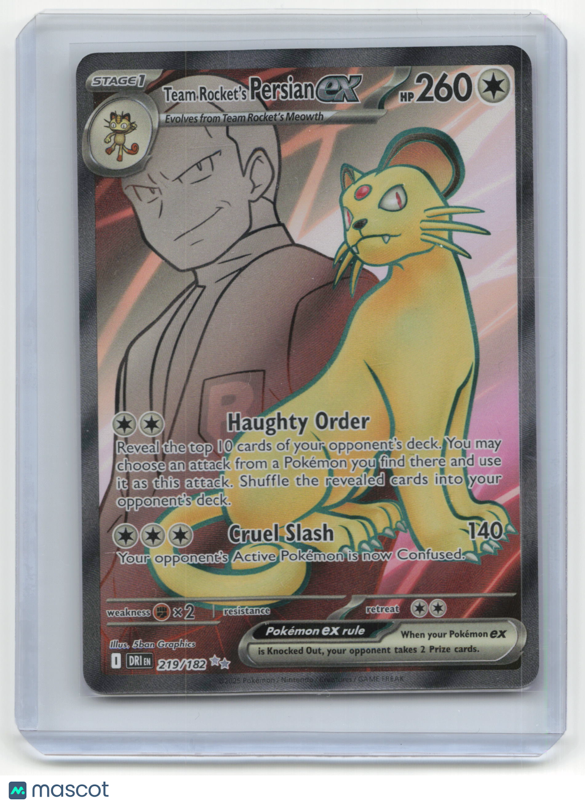 2025 Pokemon Team Rocket's Persian EX Destined Rivals #219/182 Near Mint
