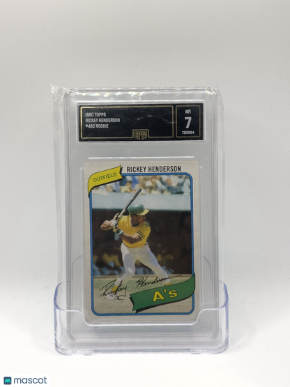 1980 Topps Baseball—Rickey Henderson #482 (Rookie Card)—GMAGrading 7
