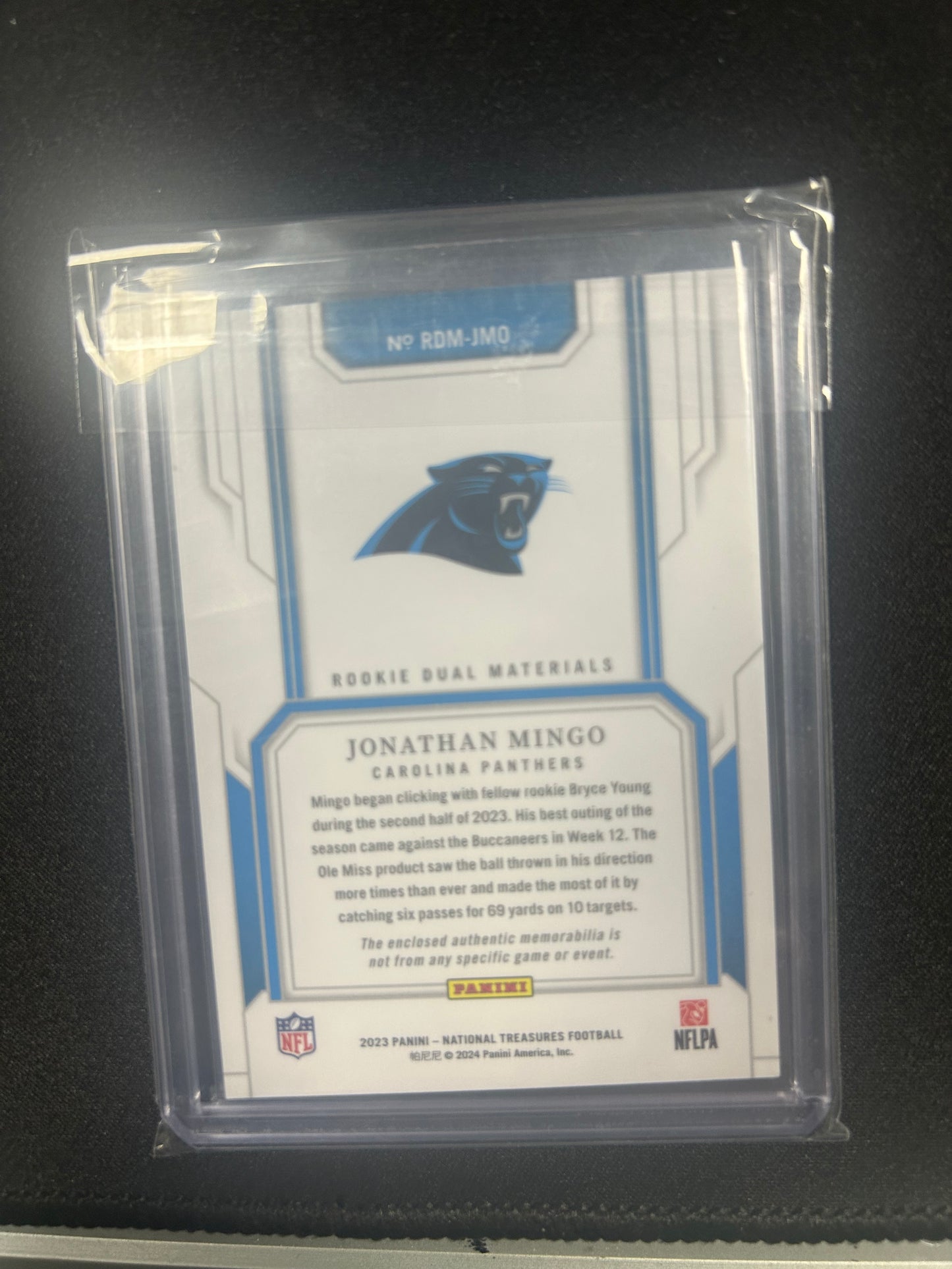 2023 Panini National Treasures Football Jonathan Mingo Relic /99