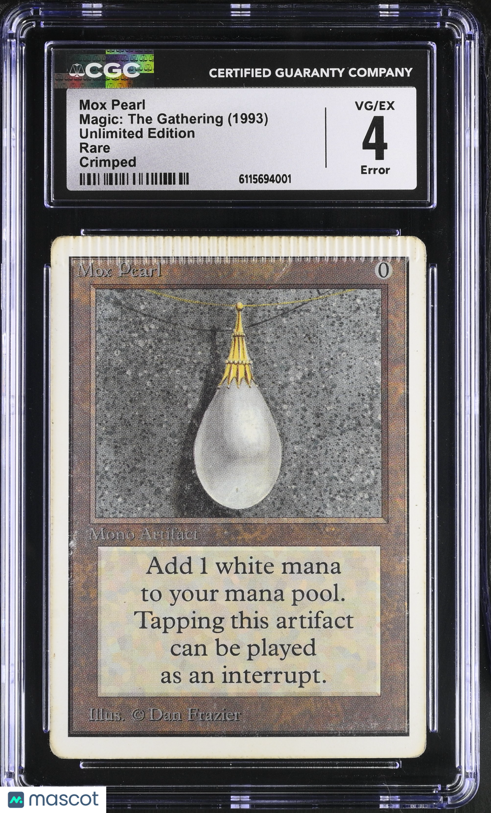 1993 Magic: TG—Mox Pearl #264 Unlimited Edition—Rare Nonfoil (Crimp Error) CGC 4