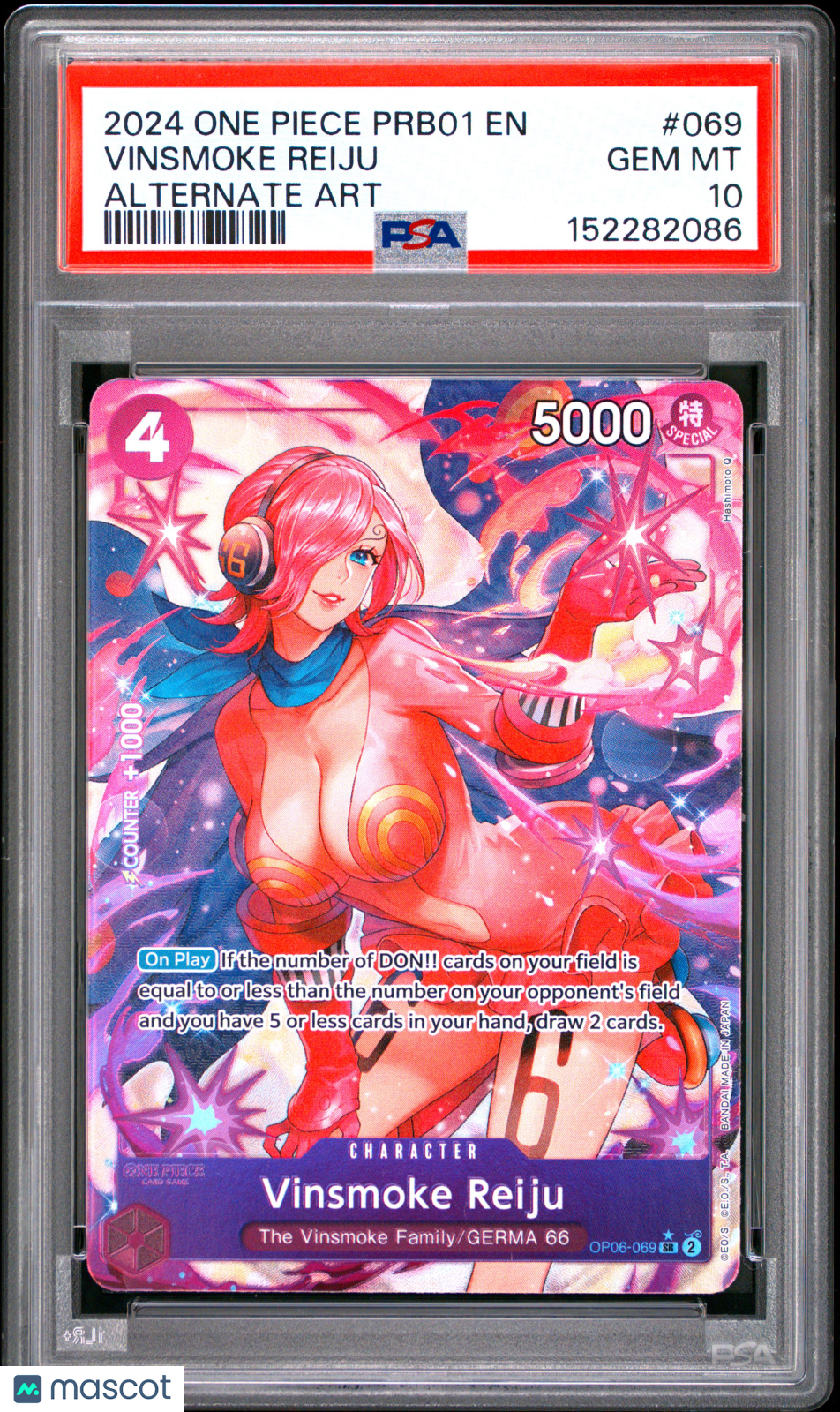 2024 One Piece—Vinsmoke Reiju (Alt Art) #OP06-069 Wings of the Captain—SR PSA 10