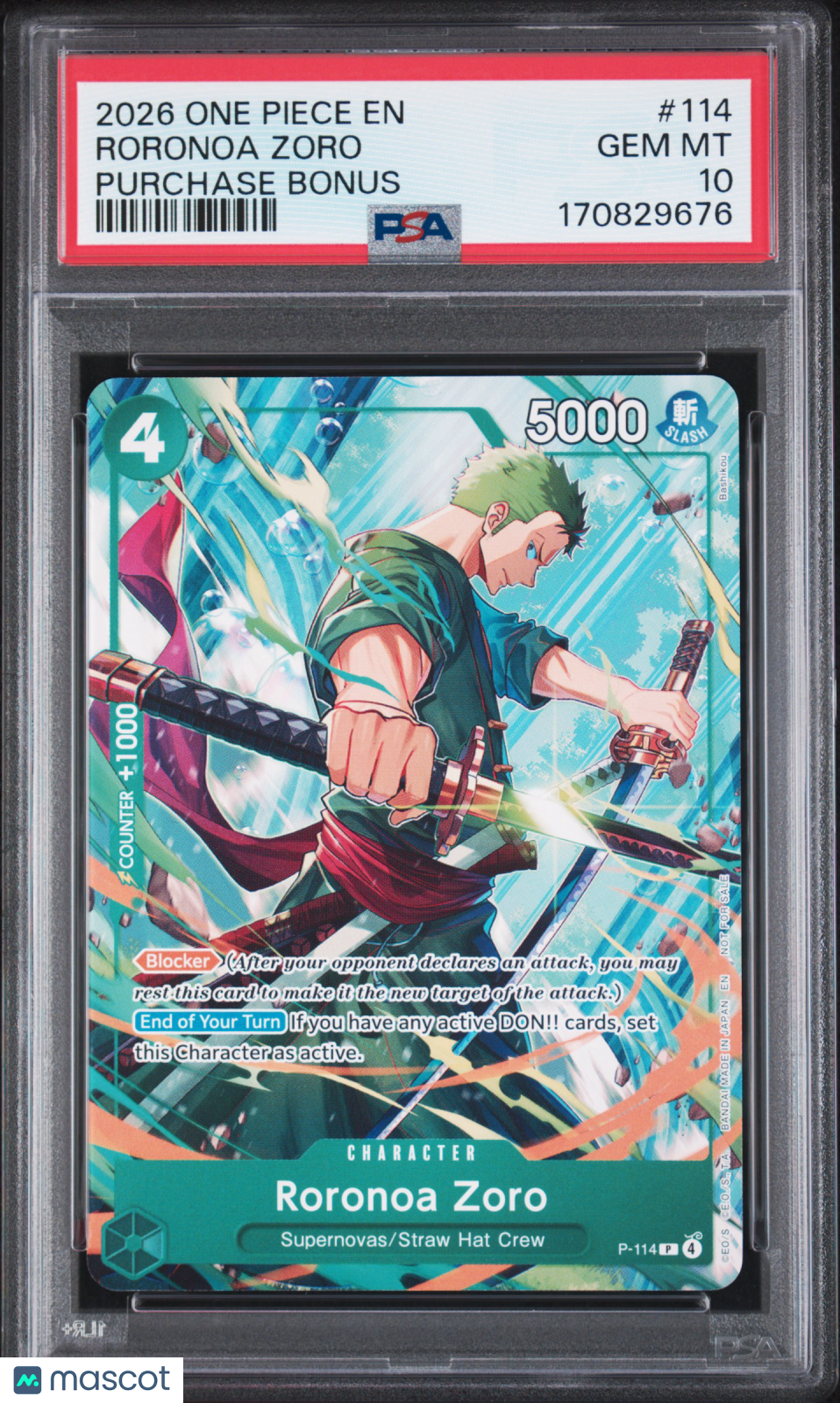 2026 One Piece CCG—Roronoa Zoro #114 One Piece Promotion Cards—Promo PSA 10