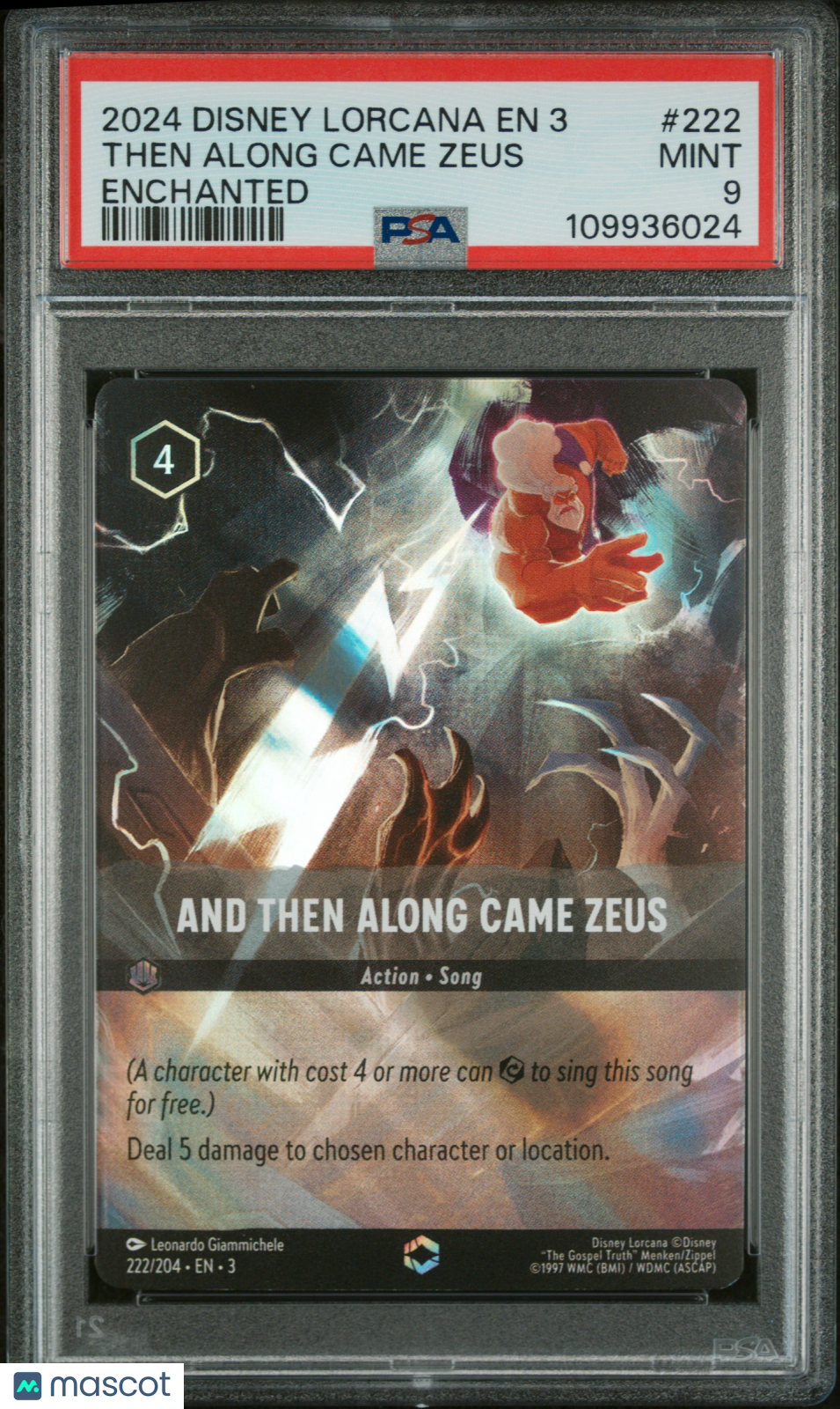 2024 Lorcana—Then Along Came Zeus #222/204 Into The Inklands—Enchanted PSA 9