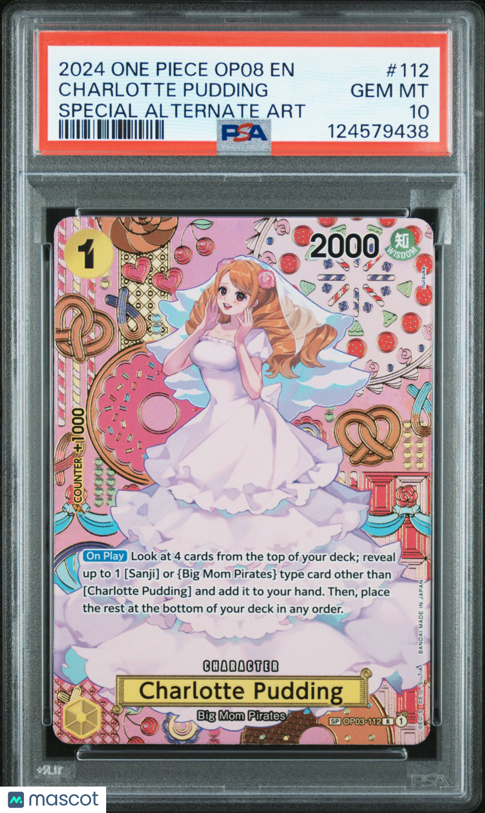 2024 One Piece—Charlotte Pudding (SP) #OP03-112 Two Legends—Rare Foil PSA 10