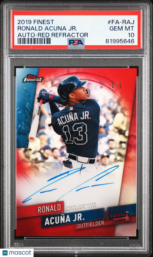 2019 Finest Autographs Ronald Acuna JR. #FA-RAJ PSA 10