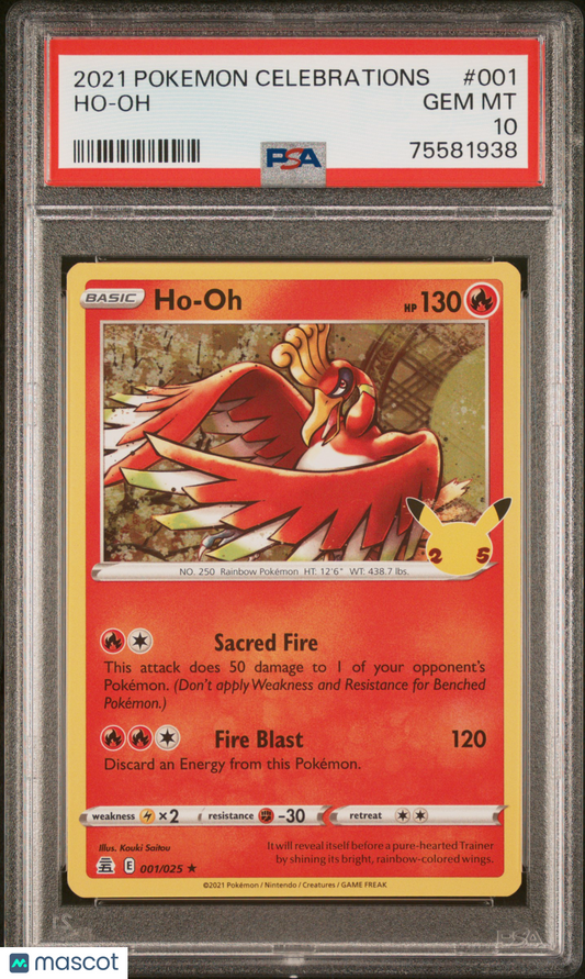 2021 Pokemon Ho-Oh Celebrations #001 PSA 10