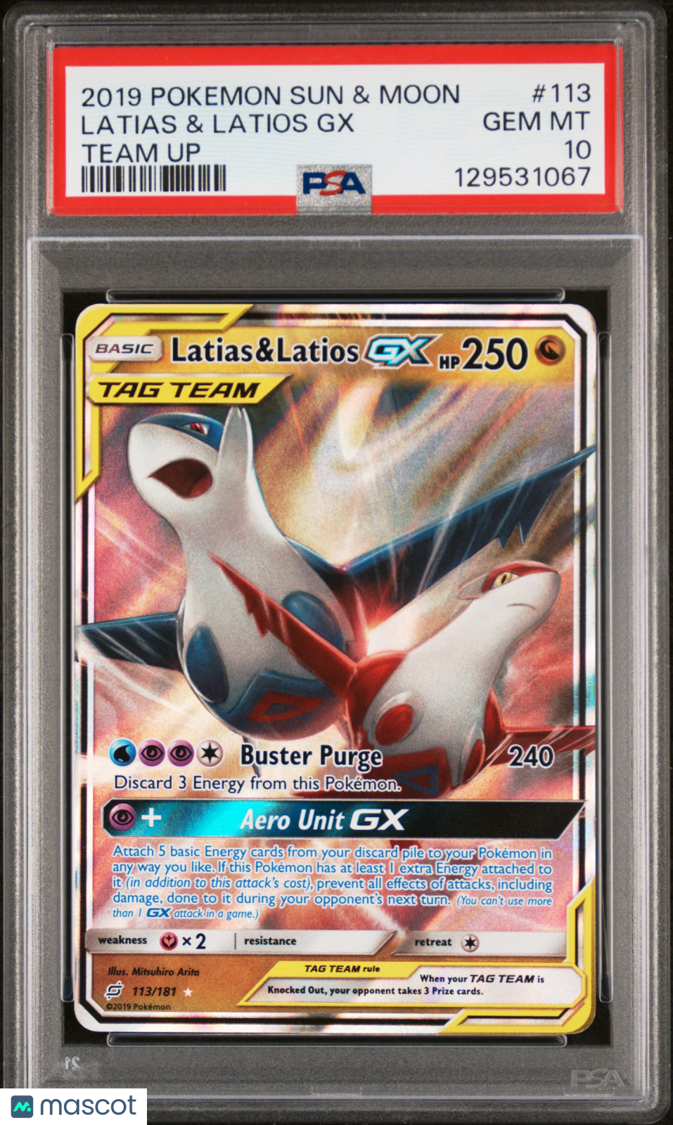 2019 Pokemon Latias & Latios GX Team Up Rare Holo #113 PSA 10