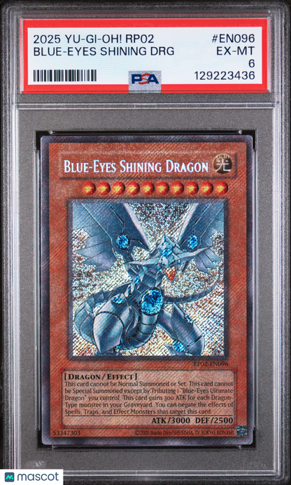 2025 Yu-Gi-Oh! TCG—Blue-Eyes Shining DRG #EN096 Retro Pack 2— Foil PSA 6