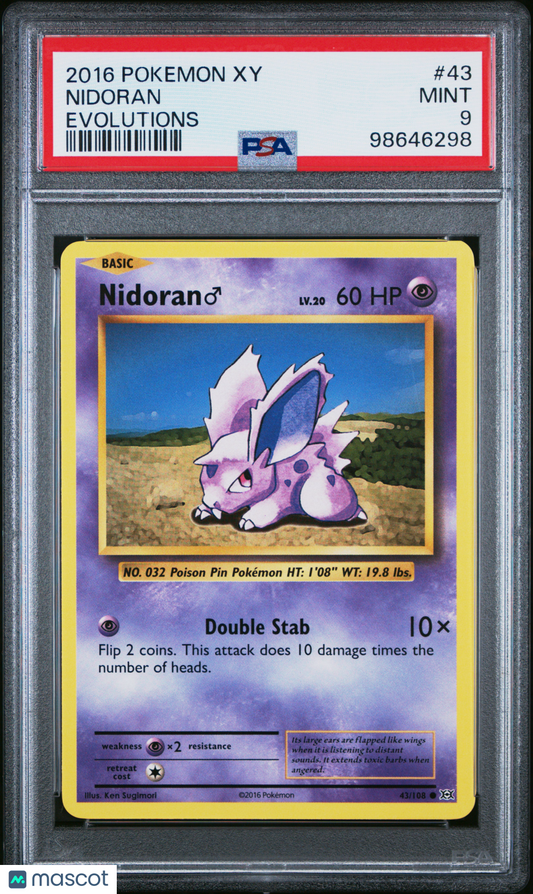 Nidoran 2016 Pokemon Xy Evolutions #43 Evolutions PSA 9
