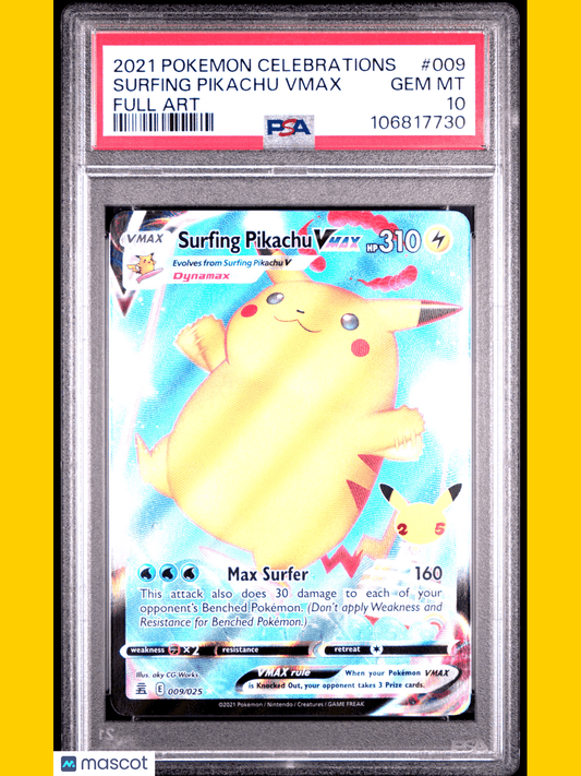 Pokemon TCG Surfing Pikachu Vmax 2021 Pokemon Celebrations #009 PSA 10