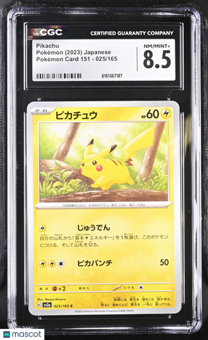 2023 Pokemon—Pikachu #025/165 Pokemon Card 151—Common Nonholo Japanese CGC 8.5