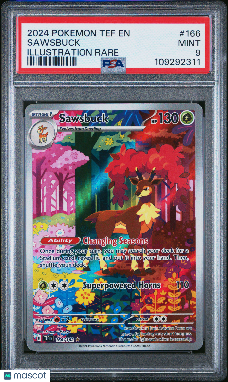 2024 Pokemon TCG Sawsbuck Temporal Forces #166/162 PSA 9