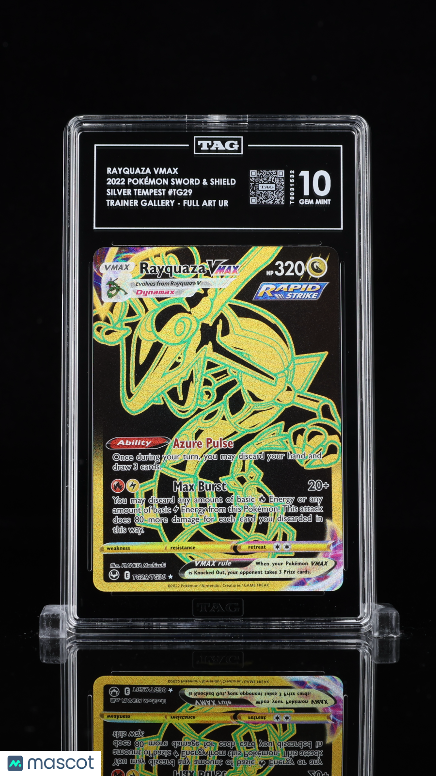2022 Pokemon—Rayquaza VMAX #TG29 Silver Tempest TG—Secret Rare Holo TAG 10