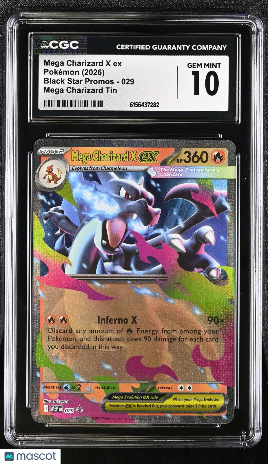 2026 Pokemon—Mega Charizard X ex #029 MEP—Black Star Promo Holo CGC 10