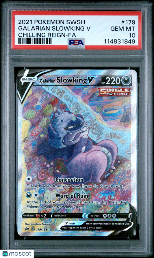 2021 Pokemon Galarian Slowking V Sword & Shield - Chilling Reign #179 PSA 10