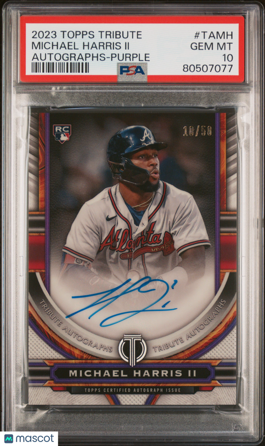 2023 Topps Tribute Baseball Michael Harris II Autographs Purple #TAMH PSA 10