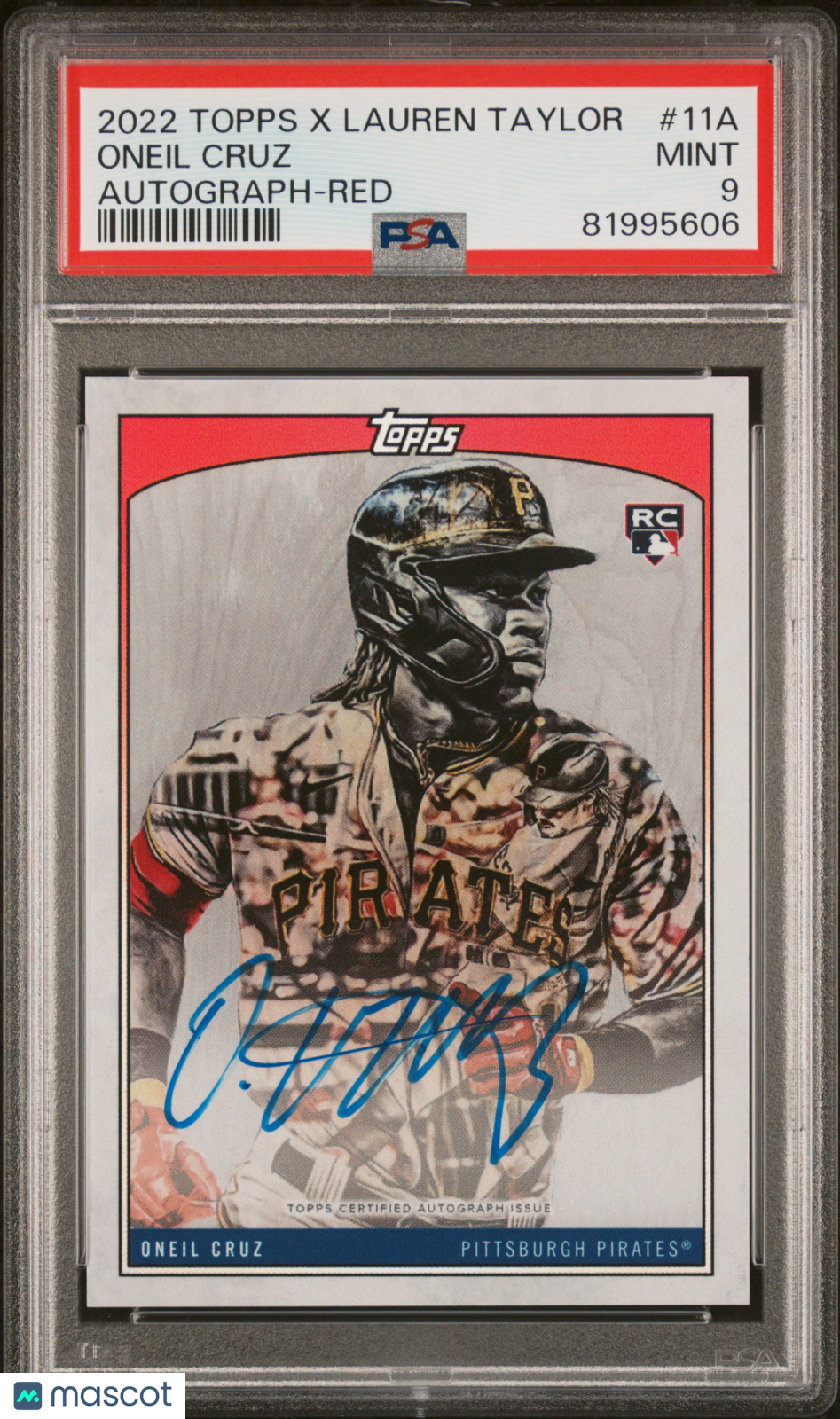 2022 Topps X Lauren Taylor Autographs Baseball Oneil Cruz Red #11A PSA 9
