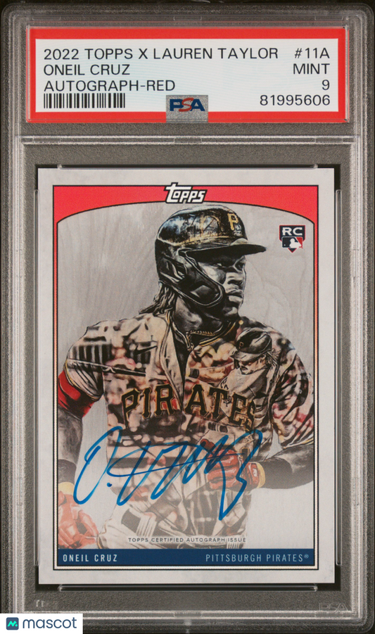 2022 Topps X Lauren Taylor Autographs Baseball Oneil Cruz Red #11A PSA 9