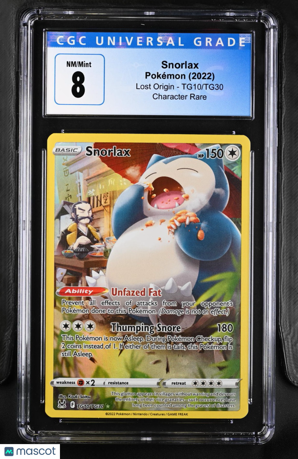 2022 Pokemon—Snorlax #TG10/TG30 Lost Origin Trainer Gallery—UR Foil CGC 8