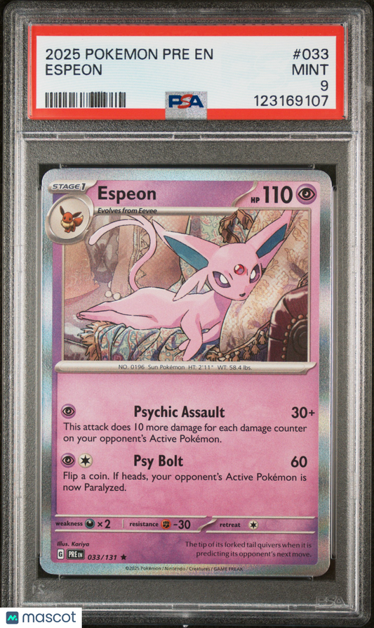 Espeon 2025 Pokemon Pre EN-Prismatic Evolutions #033 PSA 9