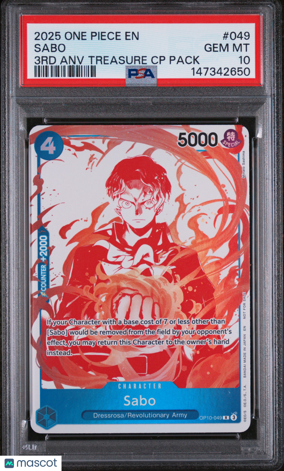 2025 One Piece Card Game—Sabo #049 OP Treasure Campaign Pack— Foil PSA 10