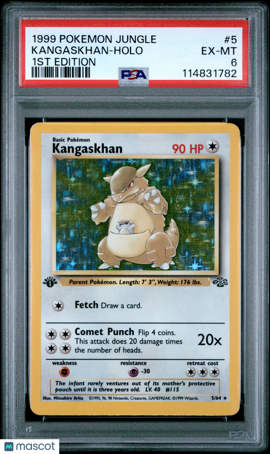 1999 Pokemon—Kangaskhan #5 Jungle— Holo 1ST Edition PSA 6