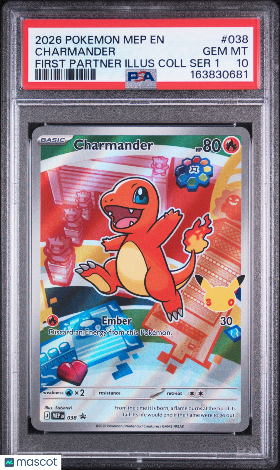 2026 Pokemon—Charmander #038 Mega Evolution Promo—Black Star Promo Holo PSA 10
