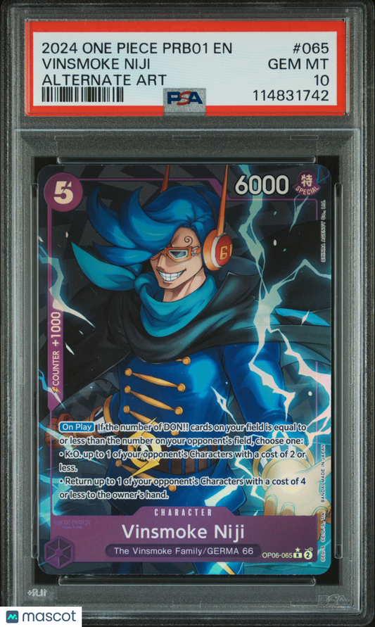 2024 One Piece Vinsmoke Niji PRB01 #065 Alternate Art PSA 10