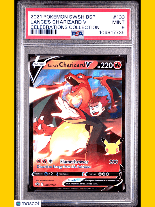 Pokemon Lance's Charizard V Black Star Promo #133 Celebrations Collection PSA 9