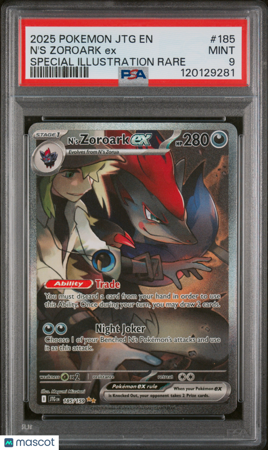2025 Pokemon N'S Zoroark EX Journey Together #185 SIR PSA 9
