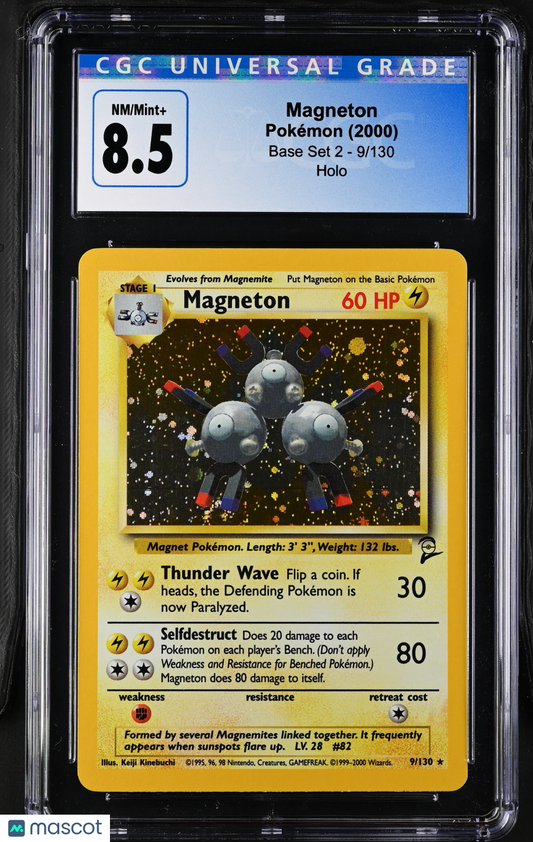 —Magneton #9/130 2000 Pokémon Base Set 2— Holo CGC 8.5