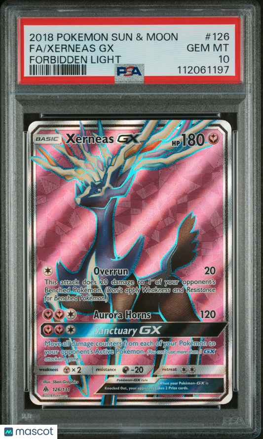 2018 Pokemon Xerneas GX Forbidden Light Rare Holo #126 PSA 10