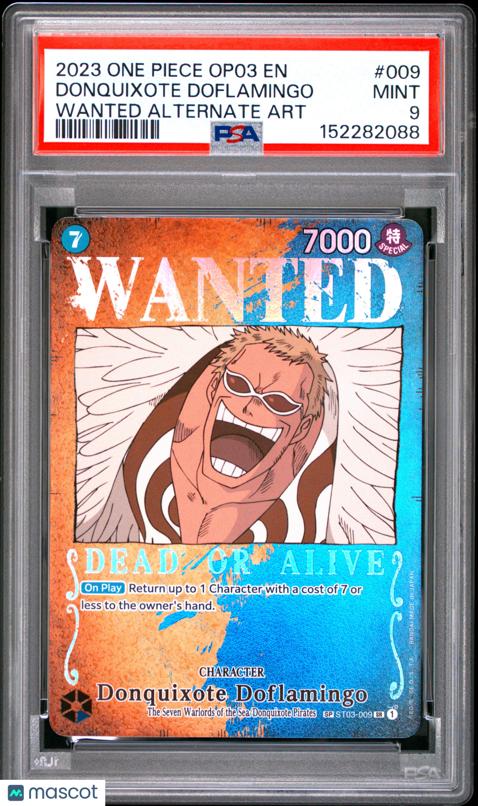 2023 One Piece—Donquixote Doflamingo (Wanted Poster) #ST03-009—SR Foil PSA 9