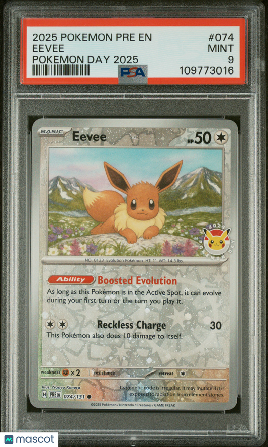 2025 Pokemon TCG Eevee Prismatic Evolutions #074 Pokemon Day 2025 PSA 9