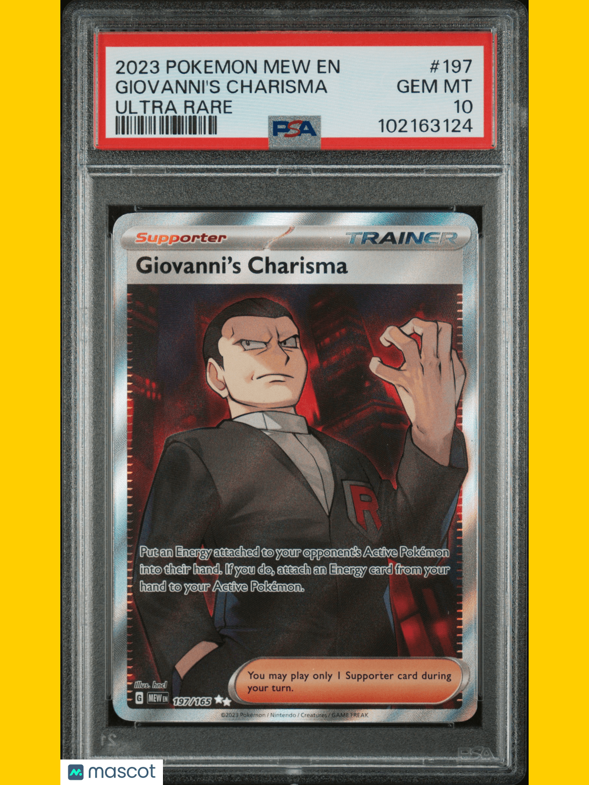Giovanni's Charisma 2023 Pokemon Mew EN-151 #197 Ultra Rare PSA 10