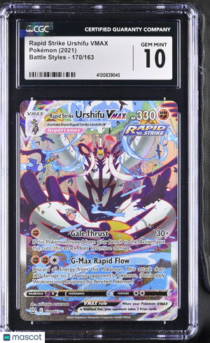 2021 Pokemon—Rapid Strike Urshifu VMAX #170/163 Battle Styles—Secret Rare Holo CGC 10