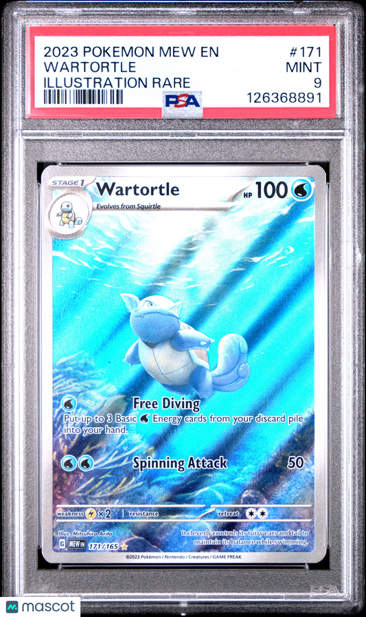 2023 Pokemon Wartortle Scarlet & Violet 151 Illustration Rare Foil #171 PSA 9