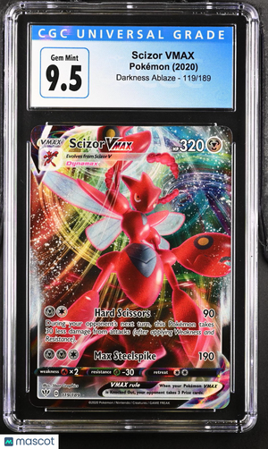 2020 Pokemon—Scizor VMAX #119/189 Darkness Ablaze—Ultra Rare Holo CGC 9.5