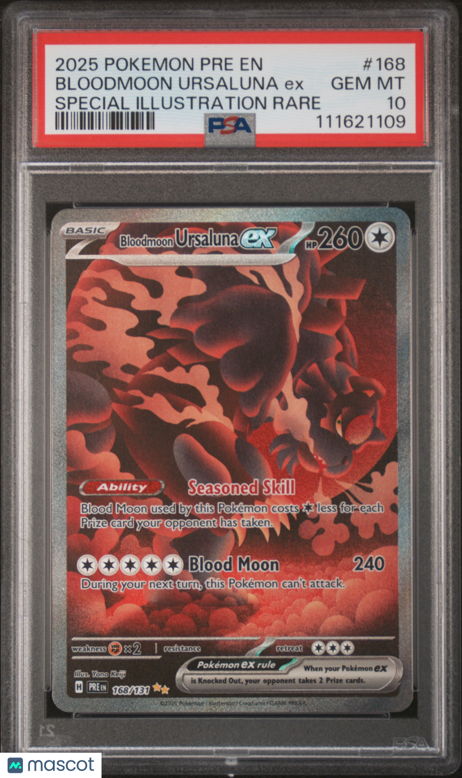 2025 Pokemon Bloodmoon Ursaluna EX Prismatic Evolutions SIR #168 PSA 10