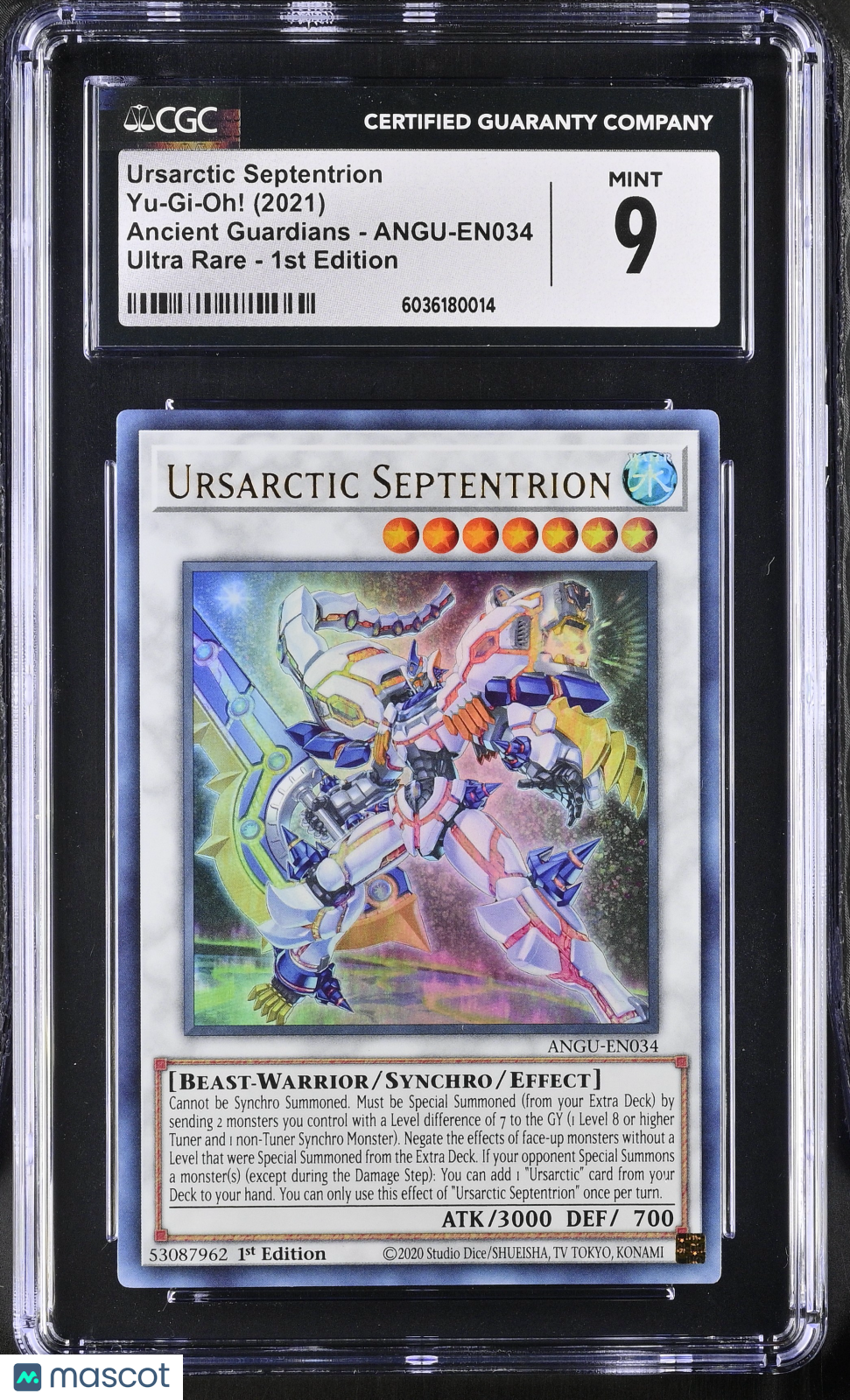 2021 Yu-Gi-Oh!—Ursarctic Septentrion #ANGU-EN034 Ancient Guardians— 1st Edition CGC 9