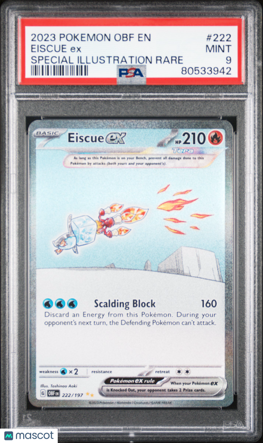 2023 Pokemon Eiscue EX Obsidian Flames #222 Special Illustration Rare PSA 9
