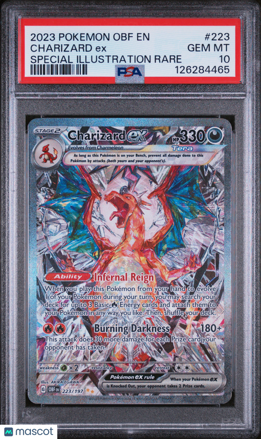 2023 Pokemon—Charizard EX #223 Obsidian Flames— PSA 10