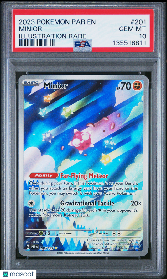 Minior 2023 Pokemon Par EN-Paradox Rift #201 Illustration Rare PSA 10